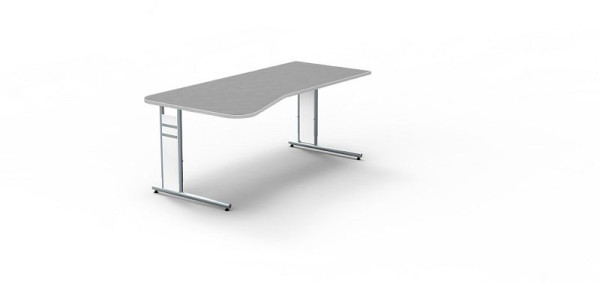 Table de forme libre Kerkmann avec pied en C, forme 4, L 1950 x P 800/1000 x H 680-820 mm, graphite, 114114.1