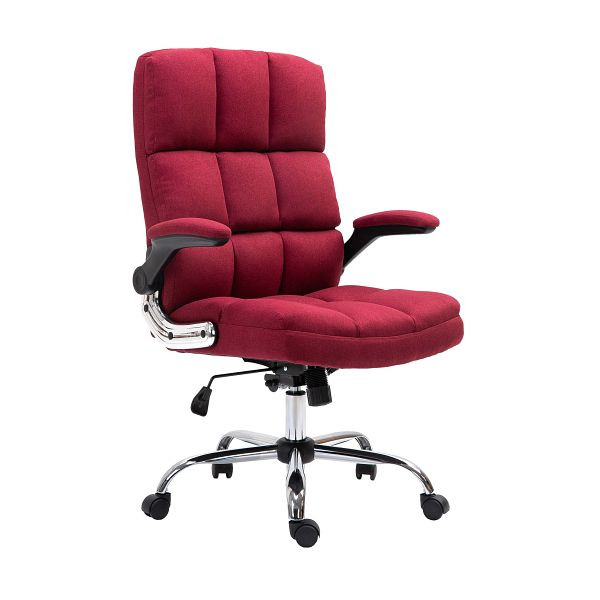 Chaise de bureau Mendler HWC-J21, chaise de direction, chaise pivotante, chaise de bureau, réglable en hauteur, tissu/textile rouge vin, 75492