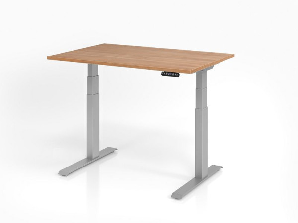 Bureau Hammerbacher XDKB12, 120 x 80 cm, plateau : noyer, épaisseur 25 mm, chant épais en ABS, forme rectangulaire, VXDKB12/N/S