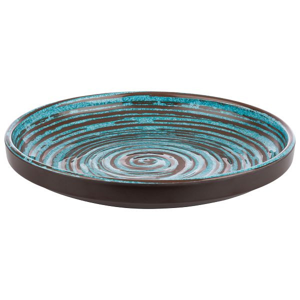 Assiette APS -CANCUN-, Ø 23 x 3,5 cm, mélamine, intérieur : décor, turquoise / marron, extérieur : marron, 85203