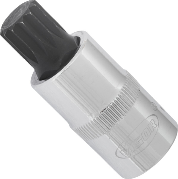 VIGOR Embout de tournevis cannelé interne (XZN), carré creux 12,5 mm (1/2 pouce), profil cannelé interne XZN, M14, longueur : 55 mm, V2065