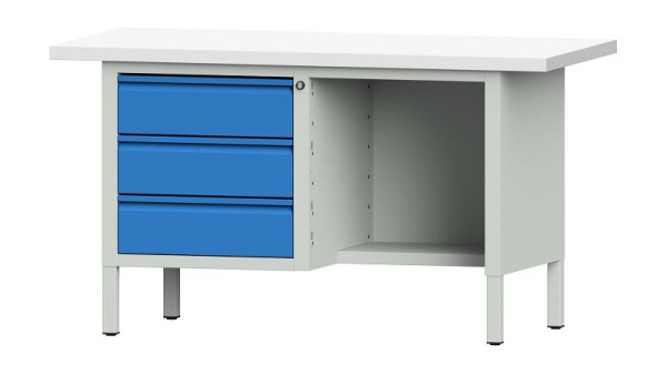 Établis ANKE établi à caissons, modèle 303 E, 1500 x 700 x 840 mm, RAL 7035/5012, KSP 40 mm, 510.302