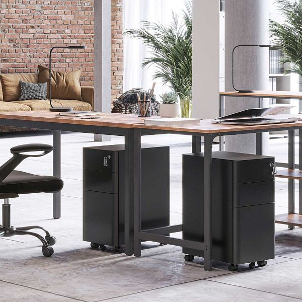 SONGMICS armoire de bureau avec roulettes et serrure noir, OFC030B01