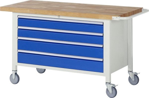 Etabli mobile RAU 8000 - modèle 8362, L1500 x P700 x H880-1080 mm, conteneur de base, 4x tiroirs : 2xH120, 2xH150 mm, 05-8362A2-157B4H.11