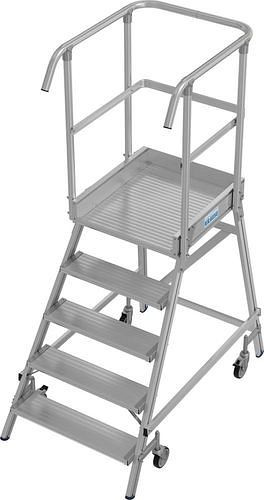 Échelle à plateforme Krause en aluminium, mobile, 5 marches, grimpable d'un côté, conformément à EN 131-7, 312166