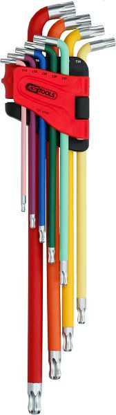 KS Tools jeu de clés Torx à tête sphérique, extra longues et coudées à 108°, 9 pièces, 151.4530