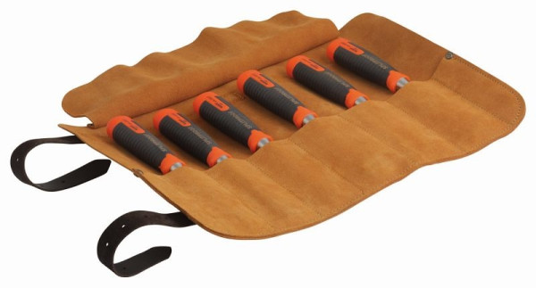 Jeu de burins à percussion Bahco, 6, 10, 12, 18, 25, 32 mm, dans un étui à roulettes en cuir, 434-S6-LR