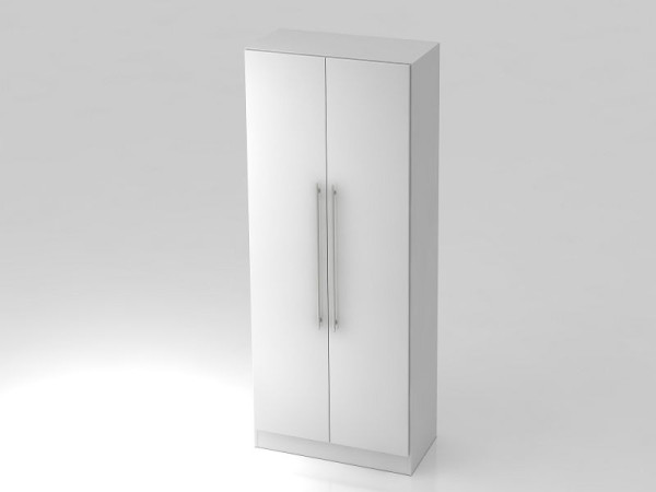 Armoire Hammerbacher 5OH, panneau de base, poignée de garde-corps blanc/blanc, 80x42x200,4 cm (LxPxH), V7200/W/W/RE