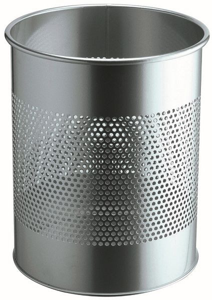 Corbeille à papier DURABLE métal ronde 15, perforée, 165mm, argent, 331023