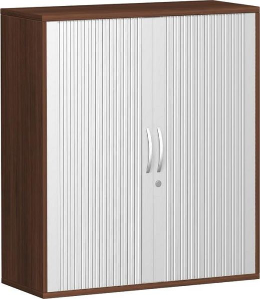 armoire à volets roulants geramöbel 2 étagères décoratives, verrouillable, 1000x425x1152, argent/noyer, N-10Q310-SN