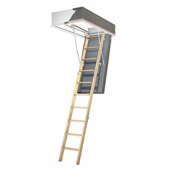 Escalier mansardé Wellhöfer GutHolz avec protection incendie FS30 et protection thermique WSPH, ouverture au plafond 130 x 70 cm, hauteur libre 235 - 245 cm, 373000135