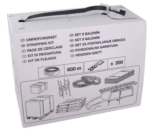 Kit de cerclage Berger & Schröter (600 m feuillard PP + 200 clips plastique), 60453