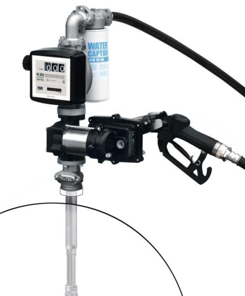 Pompe vide-fût ZUWA diesel/essence/kérosène EX50 AC 230V ATEX, avec pistolet automatique et compteur K33 ATEX, débit 50 l/min, P37601