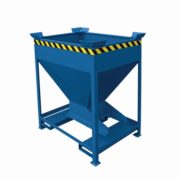 Conteneur silo industriel Eichinger avec clapet de dosage coulissant sur l'entonnoir de décharge, 600 litres bleu gentiane, 20580900000097