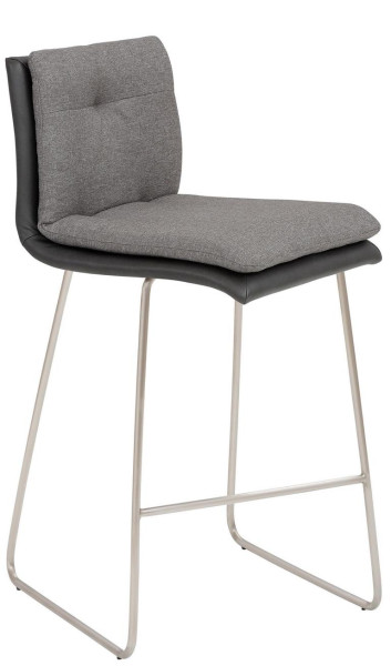 Tabouret de comptoir Mayer Sitzmöbel , piètement luge en acier inoxydable brossé, avec coussin intérieur supplémentaire, hauteur d'assise 67 cm, anthracite/gris, 1231_K4_124