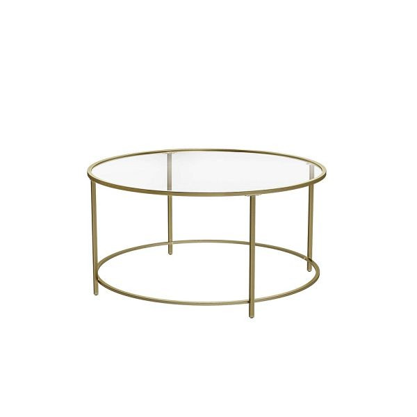 VASAGLE Table basse ronde avec surface en verre, LGT21G