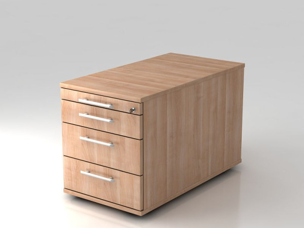 Conteneur roulant Hammerbacher 80cm, 3 tiroirs, poignée de garde-corps verrouillable noyer, 42,8x51,2x80 cm, 1/2/3/3 HE, VTC30/N/N/RE