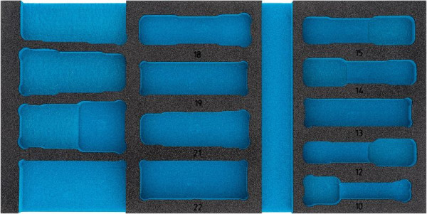 Insert en mousse souple à 2 composants Hazet, pour 163-459/15 Dimensions / longueur : 342 mm x 172 mm Taille du système d'organisation : 1/3 (342 x 172 mm), 163-459L