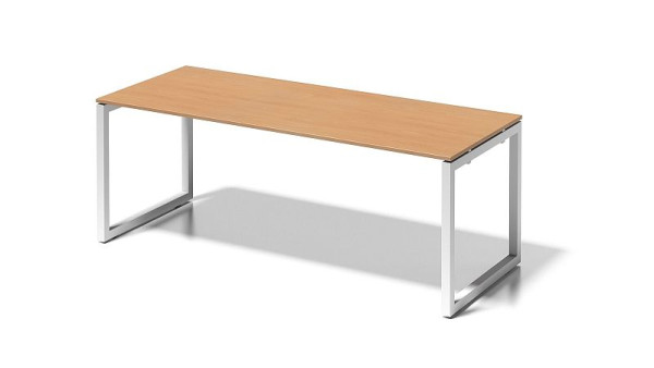 Bureau Bisley Cito, structure en O hauteur fixe 740 mm, H 19 x L 2000 x P 800 mm, hêtre/blanc signalisation, DOF2008BC396