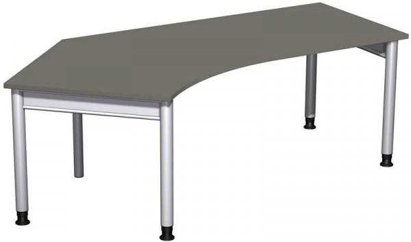 bureau geramöbel 135° gauche réglable en hauteur, 2166x1130x680-820, graphite/argent, N-657315-GS