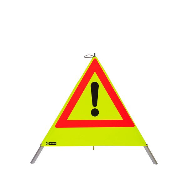 Pyramide d'avertissement NESTLE 70cm WAPY 70RG, cadre lumineux avec pied central, feuille rétro jaune, point d'exclamation VZ101, 19403001