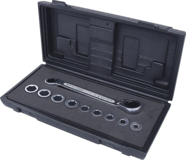 KS Tools GEARplus jeu de clés polygonales à double cliquet, commutables, 10 pièces, 503.4645