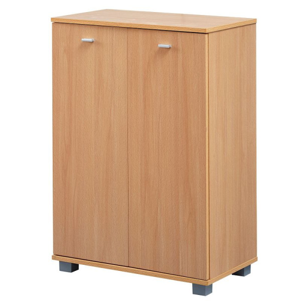 Wohnling Meuble à chaussures design TAJA moderne en bois de hêtre 12 paires de chaussures 4 compartiments 2 portes, WL1.176