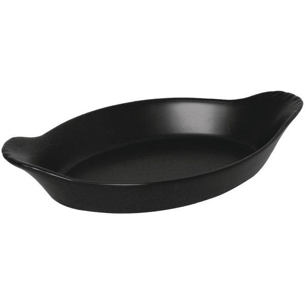 OLYMPIA Bols à gratin ovales rustiques noir 19,8 x 10,7 cm, UV: 6 pièces, DK834
