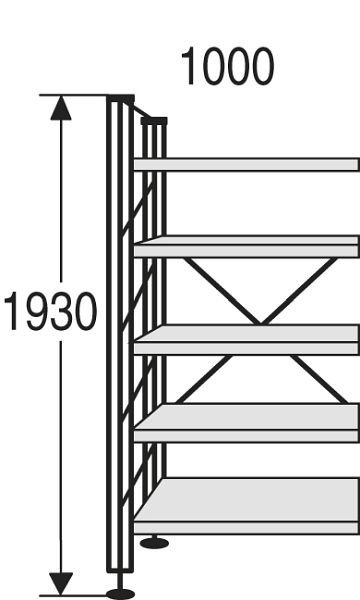 Étagère de bibliothèque Kerkmann Libra, L 1000 x P 250 x H 1930 mm, gris clair, 52141011