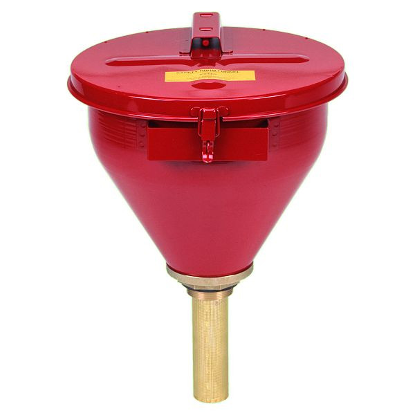 Entonnoir pour tambour de sécurité Justrite 820, 27,3 cm x 25,4 cm, rouge, couvercle à fermeture automatique, pare-flammes 152 mm, JDR08207RD