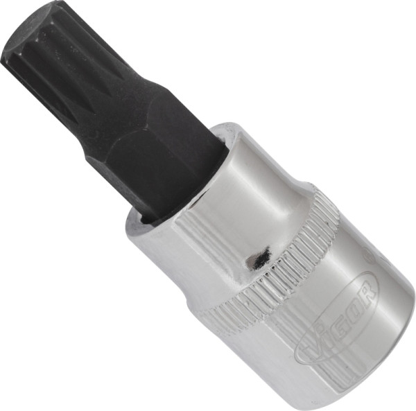 Embout de tournevis VIGOR, carré creux 10 mm (3/8"), profil cannelé interne XZN, M9, longueur : 48 mm, pour commande manuelle, V6109