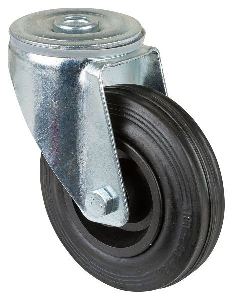 Rouleau de transport BS rollers, largeur de roue 30 mm, roue Ø 100 mm, capacité de charge 70 kg, bande de roulement en caoutchouc noir, roulement à rouleaux, lot de 4, L101.B45.100