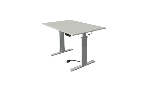 Kerkmann Move 3 table assis/debout argent, L 1200 x P 800 mm, réglable en hauteur électriquement de 720 à 1200 mm, gris clair, 10231611