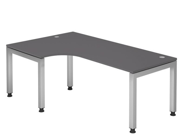 Hammerbacher table d'angle pied en U carré 200x120cm 90° graphite, plateau flottant, VJS82/G/S