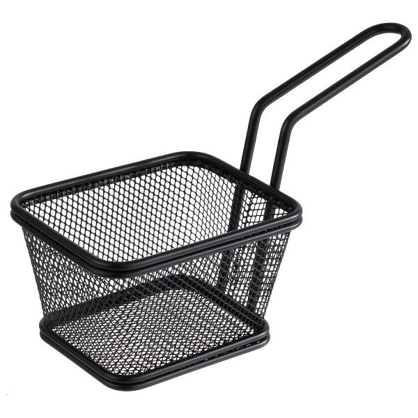 Panier de service APS, 10 x 8,5 x 6,5 cm, acier inoxydable, noir, poignée : 9 cm, -SNACKHOLDER-, 40626
