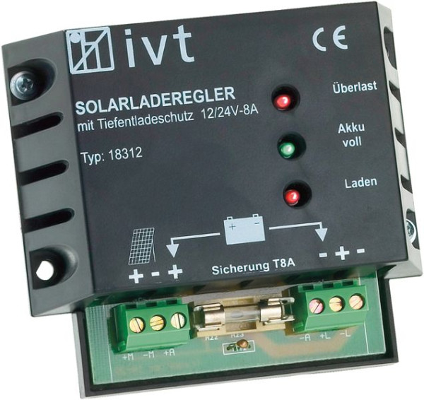 Régulateur de charge solaire IVT 12 V/24 V, 8 A, 200033