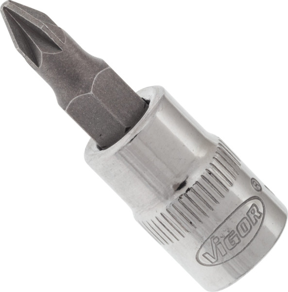 Embout de tournevis VIGOR, carré creux 6,3 mm (1/4 pouce), profil Pozidriv PZ, PZ1, V2439N