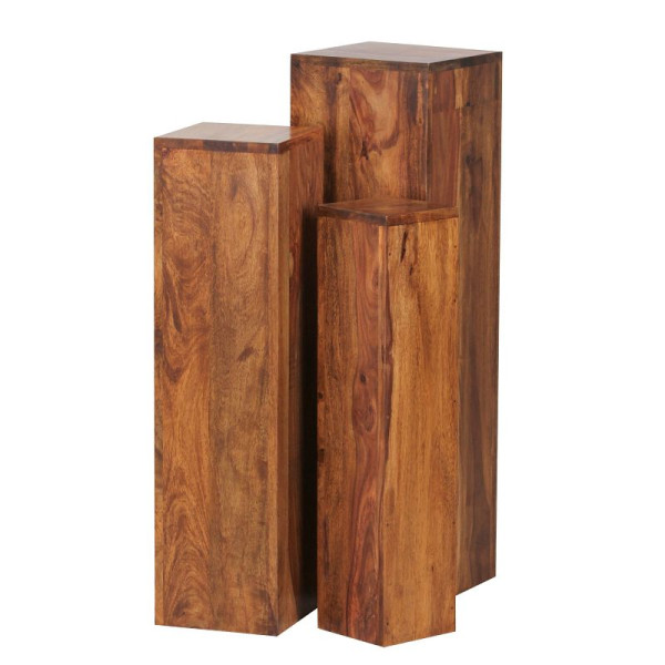 Wohnling table d'appoint lot de 3 tables en bois massif 24,5x85x24,5 cm Sheesham, WL1.566