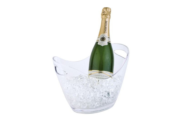 Refroidisseur à vin/champagne APS, 27 x 20 cm, hauteur : 21 cm, MS, limpide, 3 litres, avec 2 ouvertures latérales, pour une bouteille, 36052