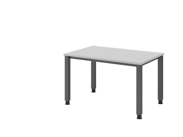 Bureau Hammerbacher QS12, 120 x 80 cm, plateau : gris, épaisseur 25 mm, structure à 4 pieds en graphite (similaire à RAL 7012), hauteur de travail 68-83,5 cm, VQS12/5/G
