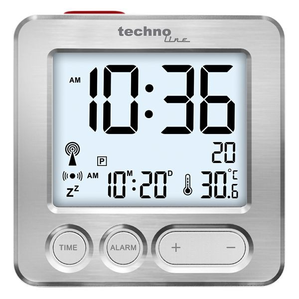 Réveil radio-piloté Technoline, horloge radio-pilotée DCF-77 avec possibilité de réglage manuel, dimensions : 66 x 66 x 21 mm, WT 265