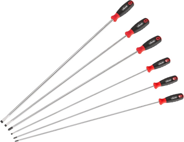 Jeu de tournevis VIGOR, extra long, profil fendu, profil Phillips PH, 600 mm, V4432/6