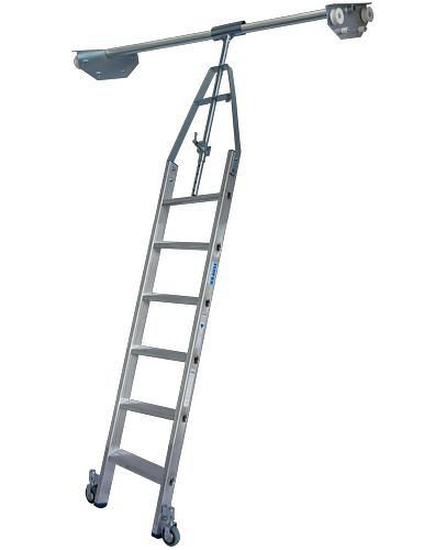 Escabeau Krause, étagère double, aluminium, mobile, avec système de rails, 6 marches, 257509