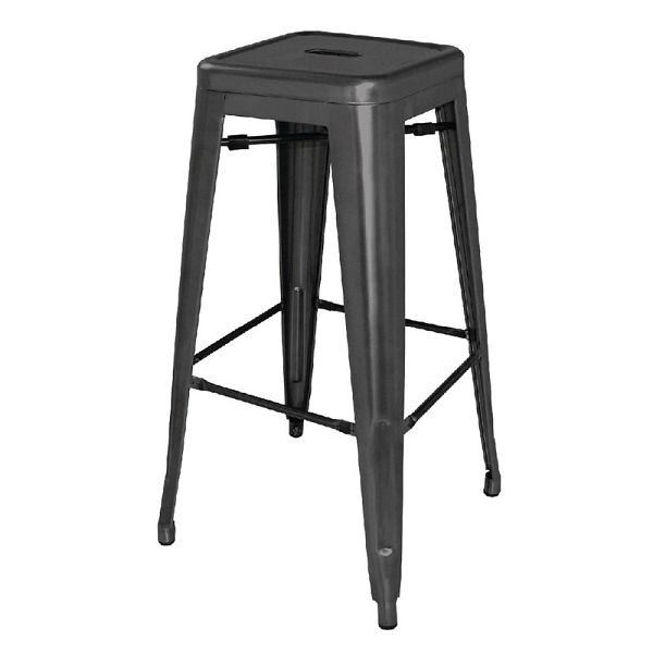 Tabourets de bar bistrot Bolero Bistro en acier noir (4 pièces), DL881