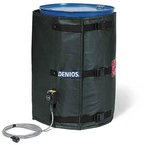 Chemise chauffante DENIOS pour fûts de 200 litres, thermostat 0 - 90°C, 1800 - 1950 mm, 1100 watts, 156-179