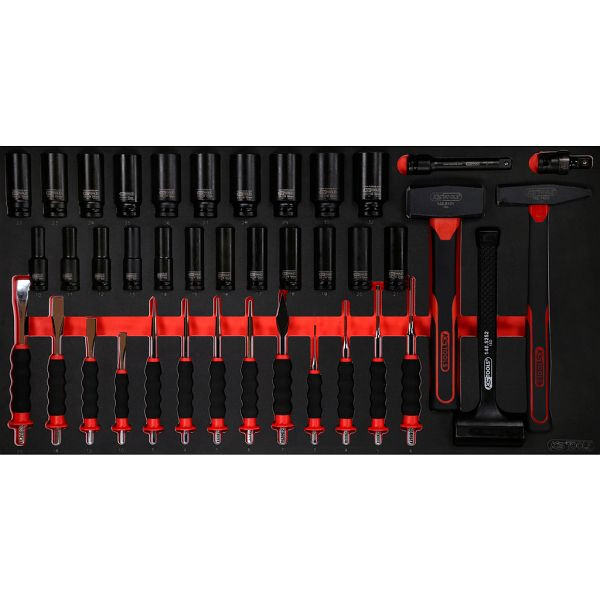 KS Tools PERFORMANCEplus jeu d'outils 40 pièces marteau, burin et douilles à chocs, 813.0040