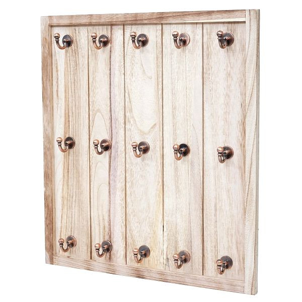 Porte-gobelet Mendler Marano, étagère suspendue, panneau mural, look shabby vintage 50x45x5cm, naturel, 61479