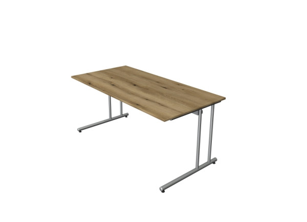 Bureau Kerkmann start-up, L 1600 x P 800 x H 750 mm avec pied en C en aluminium argenté, chêne, 11434055