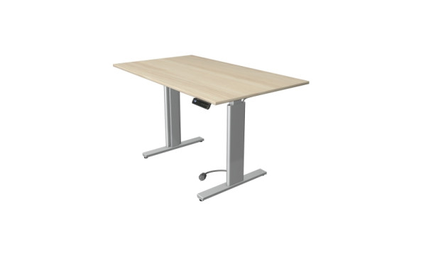 Table assis/debout Kerkmann Move 3 tubes, L 1400 x P 800 mm, réglable en hauteur électriquement de 720 à 1200 mm, érable, 10236550