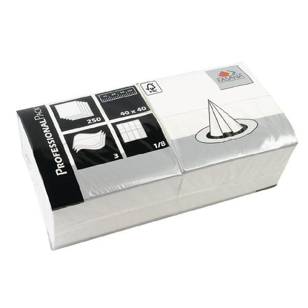 Serviettes en papier professionnelles Fasana blanches 40cm 1/8 pliées (1000 pièces), GD125